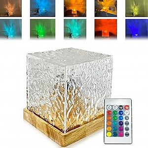 Northern Lights Lamp, Luminate Cube Lamp Water Wave Dynamic Projection Atmosphere Lamp, Luminate Night Lamp Ocean Wave Projector Light, Water Ripple Night Light Table Lamp Decors (A_16-Color Light)