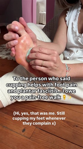 Got sore feet or dealing with plantar fasciitis? Cupping can be a game-changer for relieving foot pain! Simply apply plenty of oil to let the mini silicone cup glide smoothly, then use gentle suction to target the pain. Regular use boosts circulation and eases tension it feels amazing too 🦶 | The Facial Cupping Expert