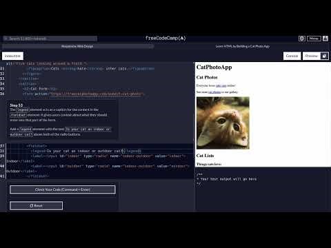 FreeCodeCamp - Responsive Web Design - Step 53 of 71 - Learn HTML by Building a Cat Photo App