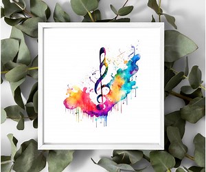 Colorful Music Room Decor - Watercolor Wall Art - Abstract Artwork - Unique Musician Gift - Etsy