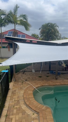 Pool time with Shades2u Fabulous big pool shade 6x6 meter on two post and 3 connections. Thank you Richard @ Caboolture for your support of our business, we greatly appreciate. For your shade please call Thomas 0407090285 | Sunshine Shade Sails / Shades2U