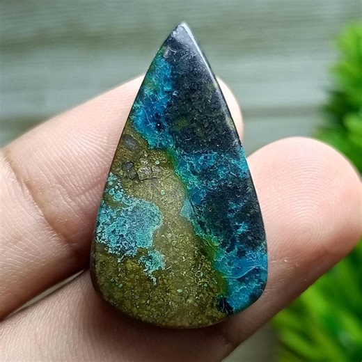 ブルーオパールウッド、ペンダント宝石、サイズ: 35x19x4mm、研磨された化石木材。 - Etsy 日本