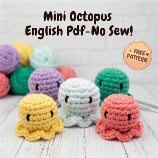 Mini Octopus Crochet Pattern, No-sew Amigurumi PDF (digital Download) + Free Bonus Pattern - Etsy