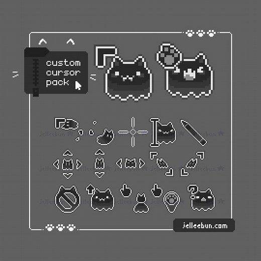 Ghost Cat Pixel Art Mouse Cursors – Animated Bouncy Pack (windows .ani Files) - Etsy