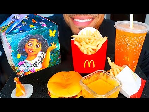 ASMR MCDONALDS HAPPY MEAL NO TALKING JERRY MUKBANG EATING MOUTH SOUNDS TOY CHEESE SAUCE CHEESEBURGER