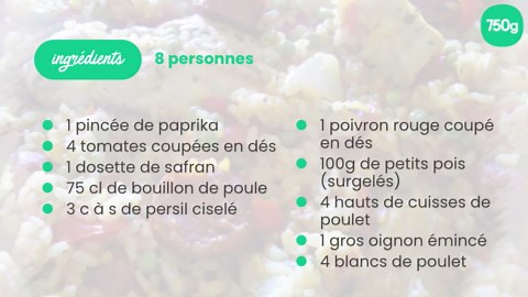Paella au poulet, poisson, et chorizo