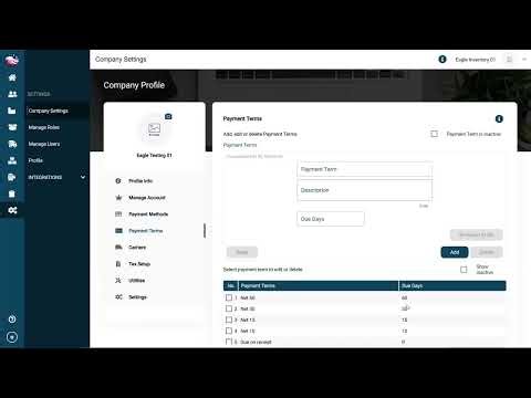 How to Configure Company Settings: Taxes, Payments & Carriers | Eagle Inventory Tutorial