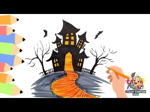 How to Draw a Haunted House and Coloring Step-by-Step | Easy Halloween Art for Kids