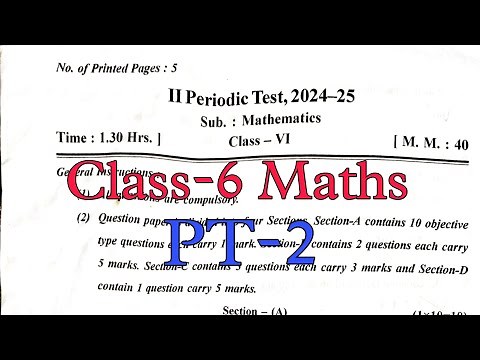 Class-6 Maths / PT-2 Exam Question Paper / Session 2024-25 / Periodic Test-2 for KV students