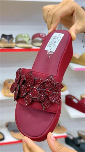 Luxury Ladies Air Cushion Double Sole Slippers | Floral Crystal Design | Premium Comfort Collection