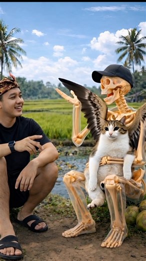 I Talked With a Skeleton Holding a Cute Cat… Is This Real? 😱🐱💀