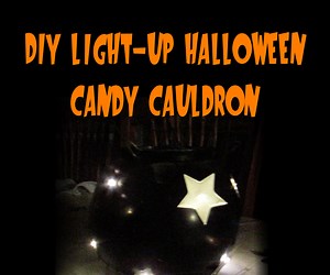DIY Light-up Halloween Candy Cauldron