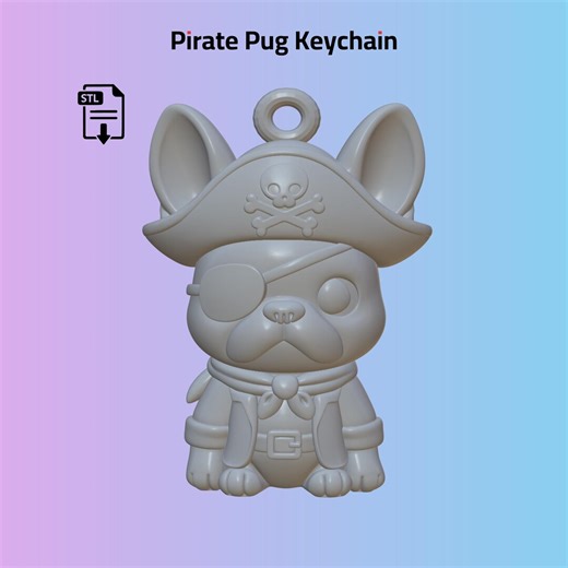 Pirate Pug STL File | Cute Dog Keychain & Charm | 3D Print Pug Pendant | Pet Lover Gift | Digital Download - Etsy