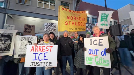 ICE out of our communities! Live protest and solidarity action the USCIS field office in Milwaukee with the #ICEOUTMKE coalition. | Voces de la Frontera