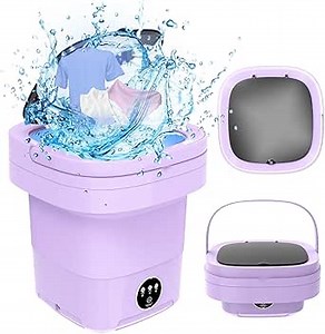 Portable Washing Machine, 16L Large Capacity Mini Washing Machine, Foldable Collapsible Washer for Travel, Socks, Baby Clothes (Purple)