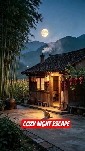 Deep Relaxation in a Peaceful Countryside Cabin | Cozy Full Moon Night