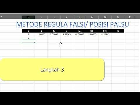 METNUM [EXCEL] - Metode Regula Falsi (Posisi Palsu)
