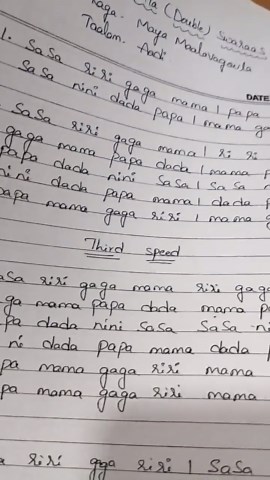 Beginner Carnatic vocal– Handwritten class notes