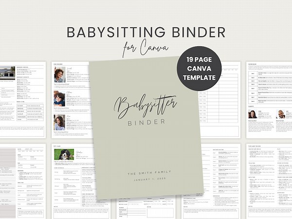 Babysitting Binder Canva Template Printable Babysitter Planner Childcare Schedule Infant Log Emergency Contacts Editable Nanny Guide - Etsy