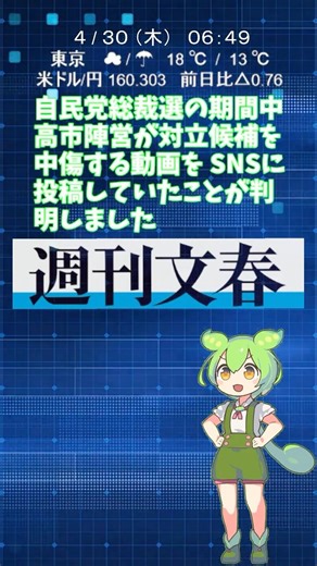 高市陣営 対立候補へ 『中傷動画』 を投稿 総裁選の期間中