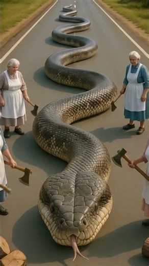 Brave Rescue: Saving a Cow from a Giant Snake Attack #animals #cow #snake #