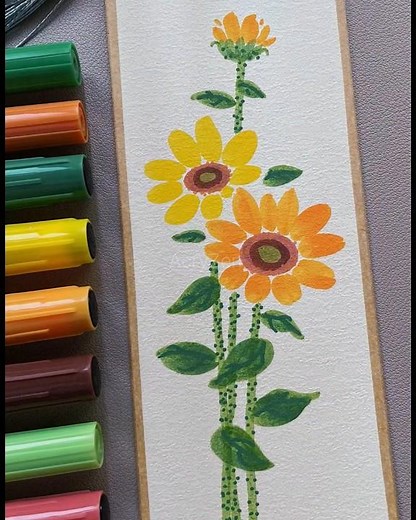 Beautiful Flower Art Using Acrylic Pens 🌻✨ | Easy Pen Art #shorts