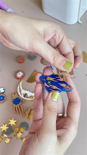 Prototyping a brand new design 🚀 here's a little sneak peek into my creative process 💭⁠ #designprocess #diyjewelry #diyearrings #acrylicjewellery #spacey #amsrsounds #quitework