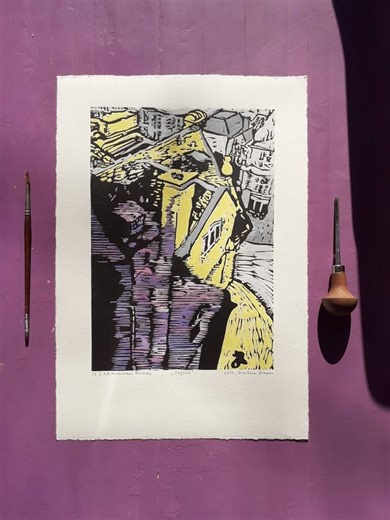 Oxford Linoldruck: Carfax Tower, Handgemaltes Original Kunst - Etsy.de