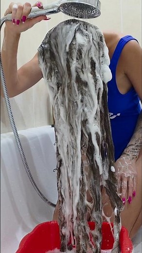 😱 My Crazy Long Hair Wash: Total Bubble Blast! 💦😄 New Long Hair Wash video ✨️ Long Hair Care 🧜‍♀️