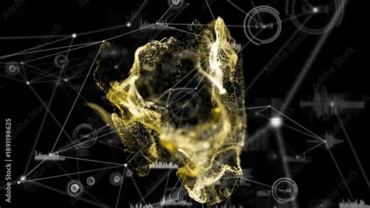 diffuse golden particles materializing transforming pulsing scattering while visualizing data flows