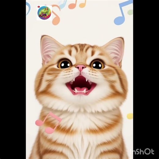 Cute Cartoon Cat Singing 🎵 | 18 Second Fun Cat Animation | Relaxing Cats Music UK