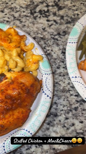 Delicious Stuffed Chicken and Baked Mac & Cheese