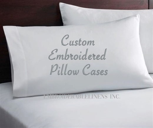 Custom Embroidered Pillowcases, Personalized Word Gift - Etsy