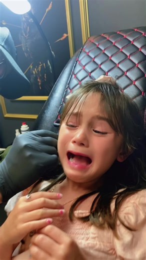 First time ear piercing ❤️😭