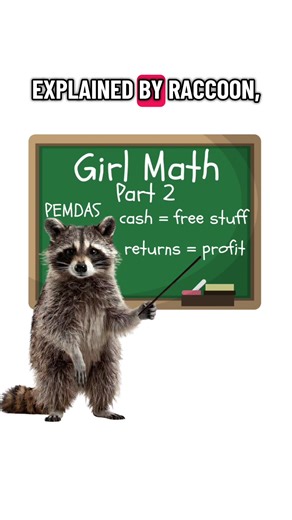 Girl math, explained by raccoon (part 2) #girlmath #explained #animaltok #fyp #foryou