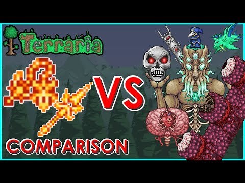 Terraria - Solar Eruption and Daybreak vs Bosses | Comparison