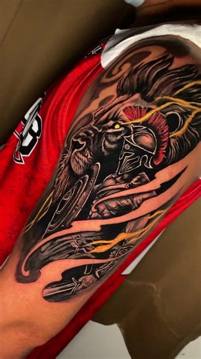 Lion Warrior Tattoo Ideas for Spartan Enthusiasts