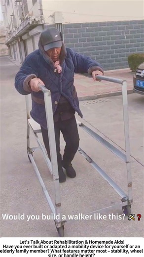Elderly Man Walks with DIY Wheeled Walker – Rebuilding Strength Step by Step 🚶🧓
