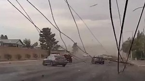 Watch: Las Vegas car crushed by power poles during windstorm with 60-70 mph gusts