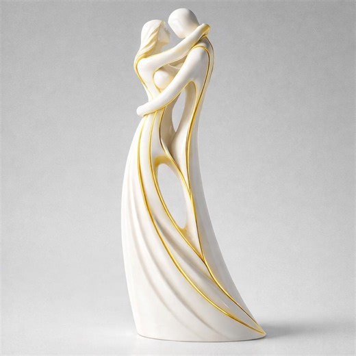 Abstract Embrace Porcelain Sculpture | Elegant Modern Art Decor | Minimalist White Figurine | Contemporary Home Accent - Etsy