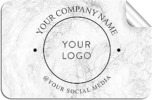 100 Custom Vinyl Rectangle Square Labels - Personalized Logo Labels for Small Business, Handmade, Packaging, Bottle, Jars, Candle, Brand Stickers (Silver Marble, 6x4)