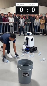 human beats the robot in a bottle-collecting race. #RobotVsHuman #RealCompetition #BottleChallenge #CCTVFootage #RealCameraVideo #HumanWins #TechVsMan #viralreals | Clara Rain