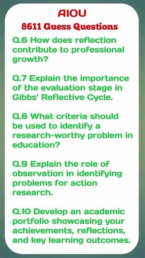 AIOU 8611 Important Questions | Past Papers | 2026