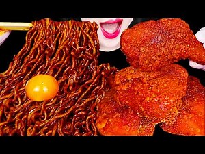 ASMR SPICY JUMBO CHICKEN, BLACK BEAN NOODLES Spicy Jumbo Chicken Legs and Chapagetti Mukbang MUKB...