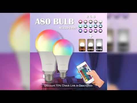 1-10PCS Super Bright 20W RGB LED Bulb Lamp 24 Key Remote Control Dimmable AC220V Colorful Change for