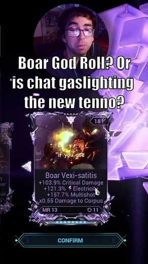 Boar riven god roll? Or is chat just gaslighting the new tenno?