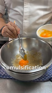 This emulsification technique is the foundation for creating products like: • Mayonnaise: Where egg yolks, oil, vinegar, mustard, and seasonings are emulsified into a thick, creamy sauce. • Salad Dressings: When oil and vinegar or lemon juice are combined into a smooth dressing. Egg yolk’s ability to act as an emulsifier is the reason why it’s so important in creating stable emulsions in cooking. #emulsification #eggs #chefslife #knowledge #newgeneration #newchefs #chefs #food #newchef ation | D