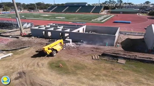 The new fieldhouse at Doug Shaw Memorial Stadium is nearly complete! Contractors began work in August to build the structure in the back corner of the stadium between the shed and visitor locker bleachers. Once complete, the building will have restrooms, a meeting area and WiFi. The structure will serve many purposes, including locker rooms for visiting teams. This project is part of the city's Capital Improvement punch card items for the year. The video below shows a timelapse of the work over 