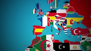 France with flag country nation outline world map motion graphics animation