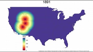 Distance To The Nearest Mormon Temple (officially The Church of Jesus Christ of Latter-day Saints) In The US Between 1877 & 2021 Credit: Todd Jones | Brilliant Maps